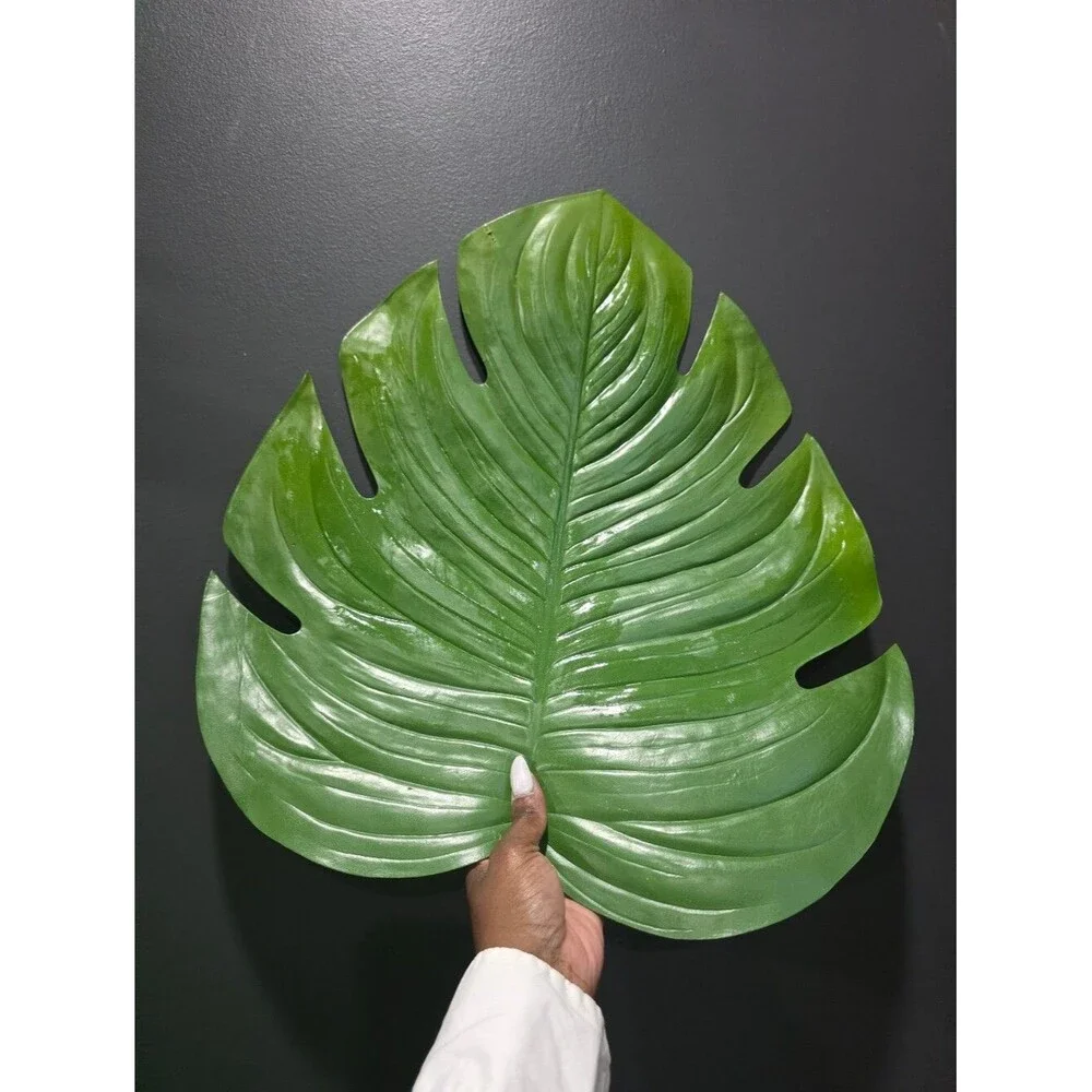 Pier 1 Monstera Leaf Placemat Set Of 8 17x16 Tropical Patio Hollywood Regency